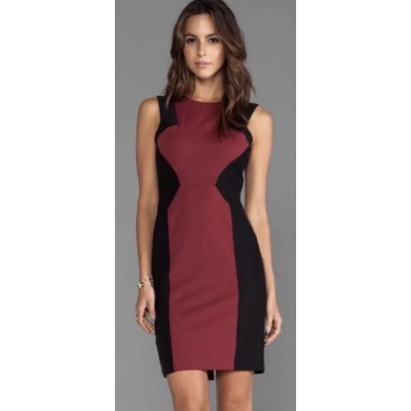 BCBG MERLOT "EVELYN" SLEEVELESS BLOCKED SHEATH DRESS 6 NWT Msrp $248 - Picture 1 of 14